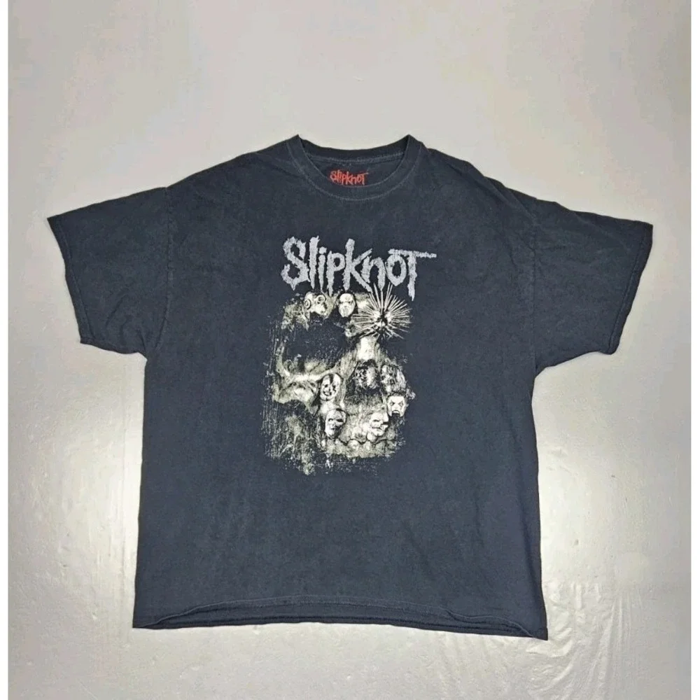 Slipknot T-Shirt Mens XXL Black Skull‎ Group Rock Band Music Tee Double Sided